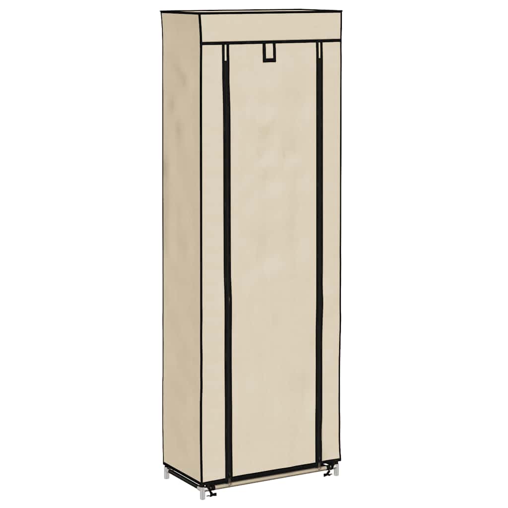 Scarpiera con Rivestimento in Tessuto Crema 57x29x162 cm