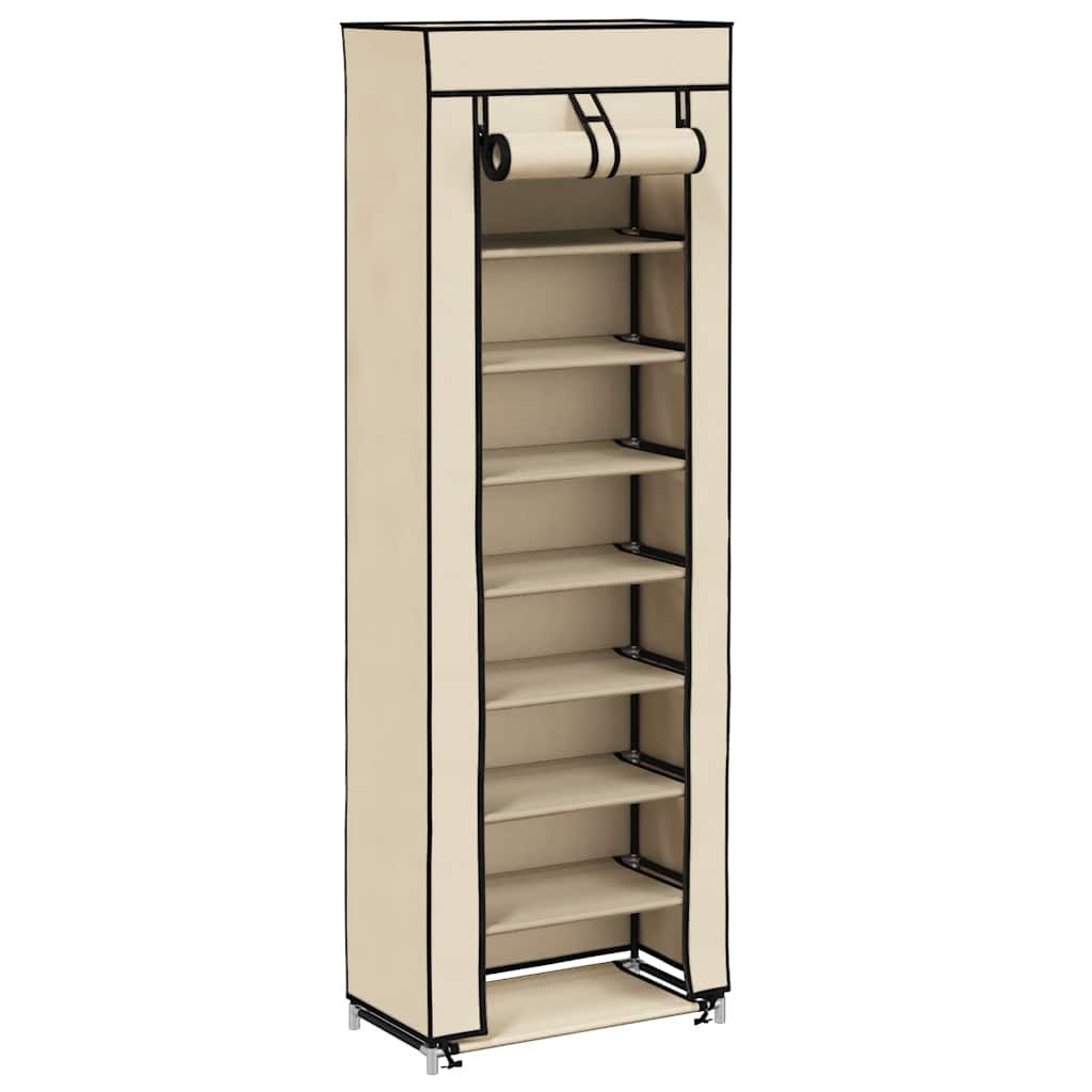 Scarpiera con Rivestimento in Tessuto Crema 57x29x162 cm