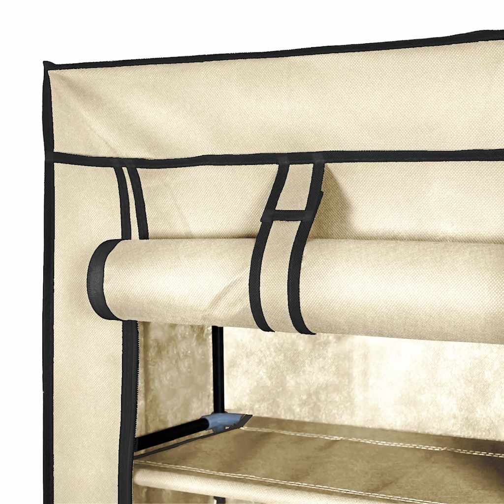 Scarpiera con Rivestimento in Tessuto Crema 57x29x162 cm