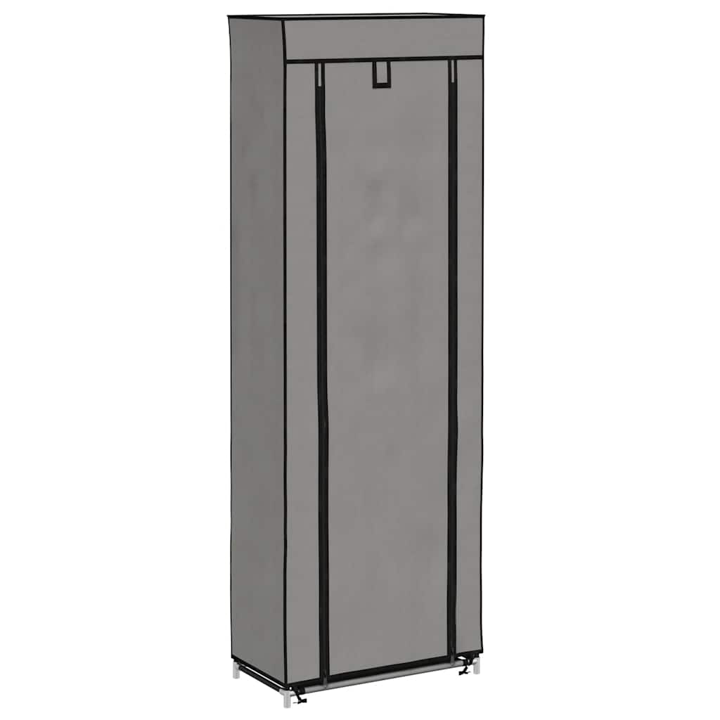 Scarpiera con Rivestimento in Tessuto Grigio 57x29x162 cm