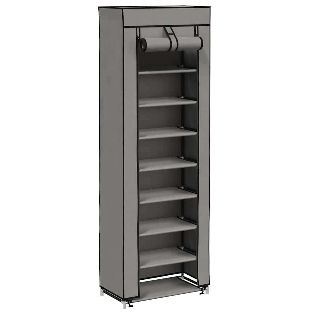 Scarpiera con Rivestimento in Tessuto Grigio 57x29x162 cm