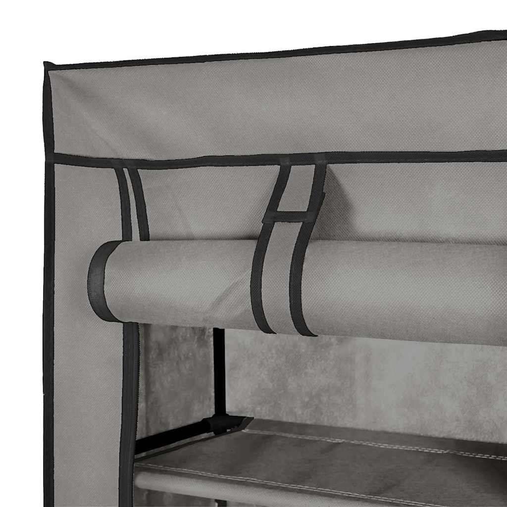 Scarpiera con Rivestimento in Tessuto Grigio 57x29x162 cm