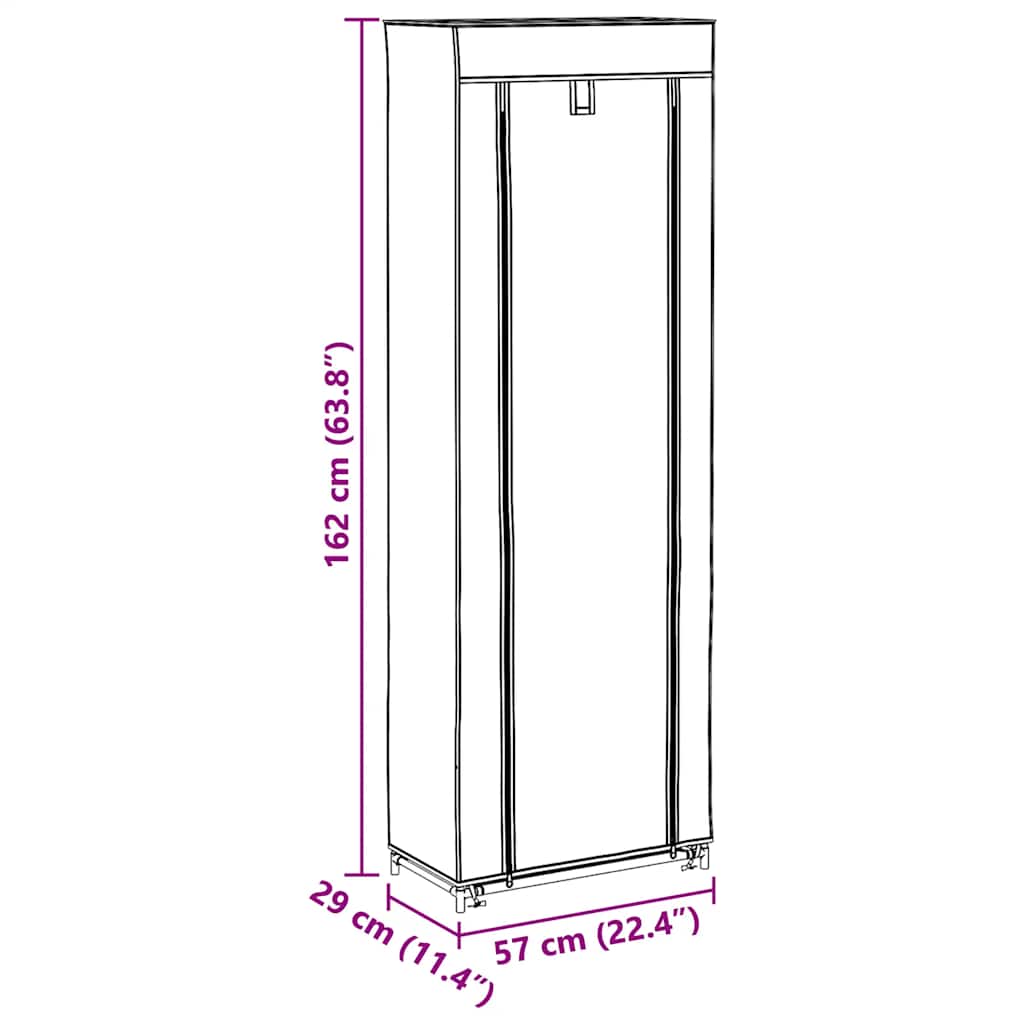 Scarpiera con Rivestimento in Tessuto Grigio 57x29x162 cm