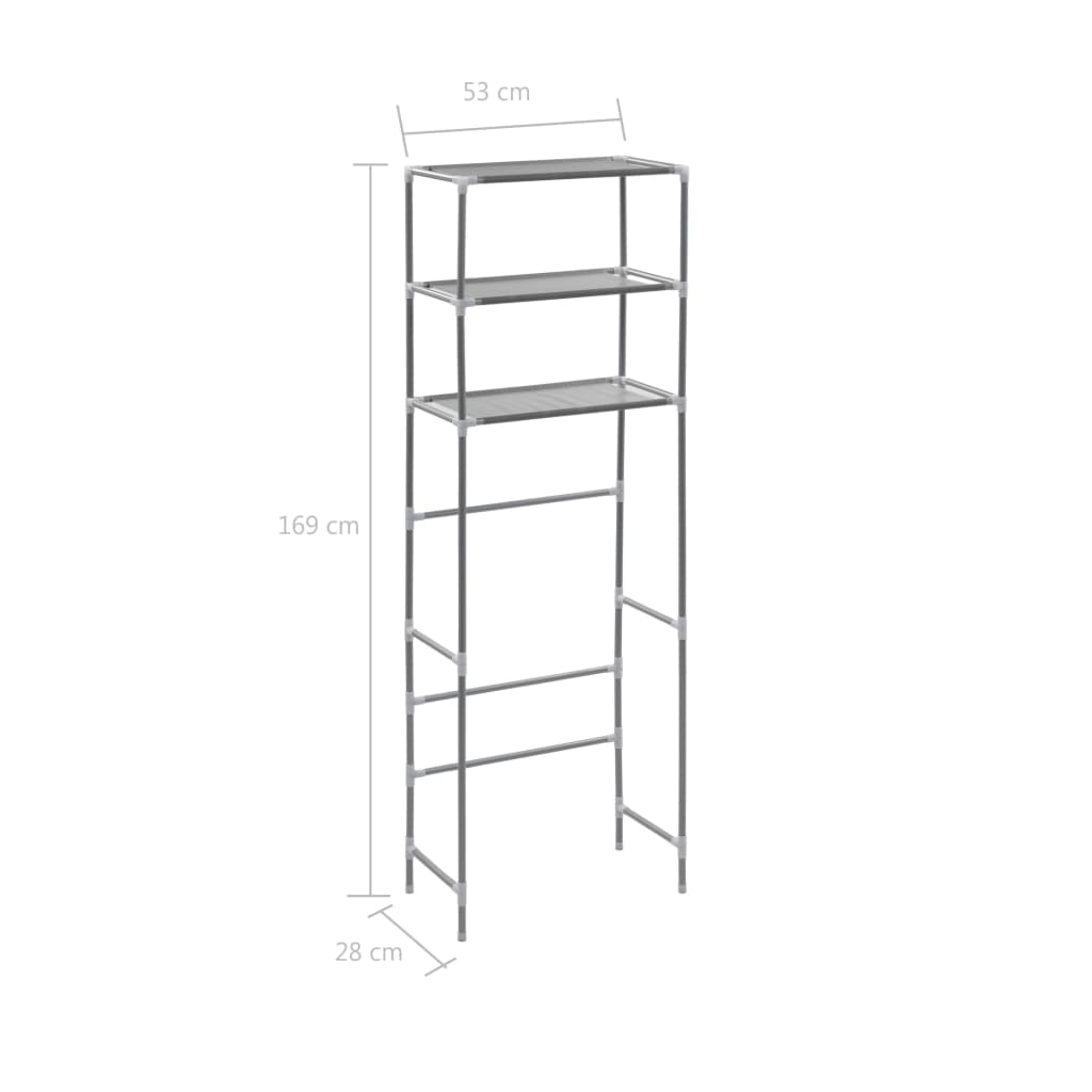 Scaffale per Bagno con 3 Ripiani Argento 53x28x169 cm
