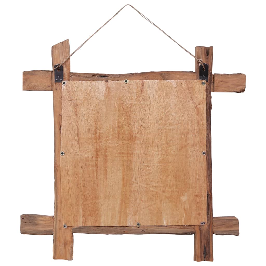 Specchio con Tronchi Naturale 70x70 cm in Teak di Recupero