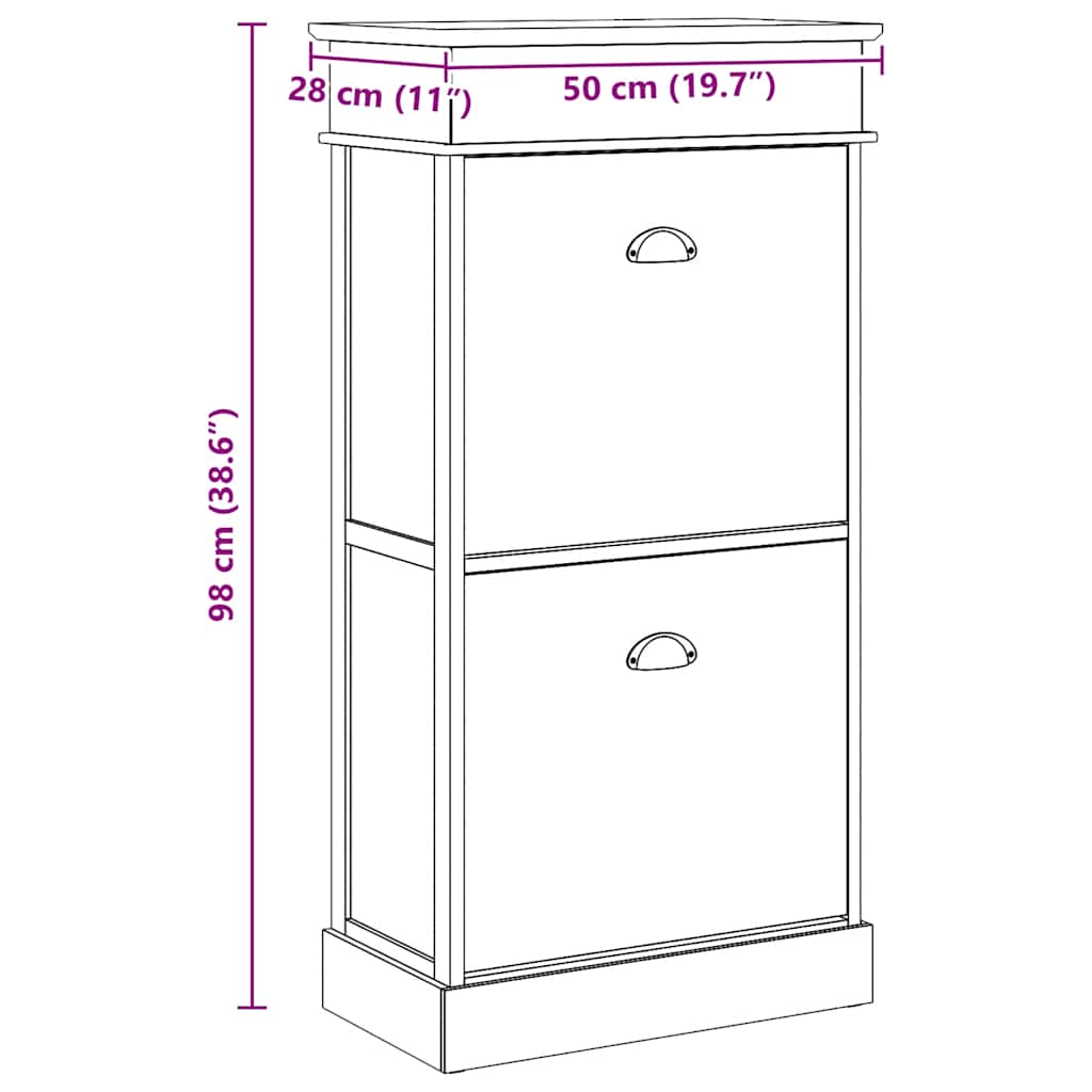 Scarpiera Marrone 50x28x98 cm in Legno di Paulownia