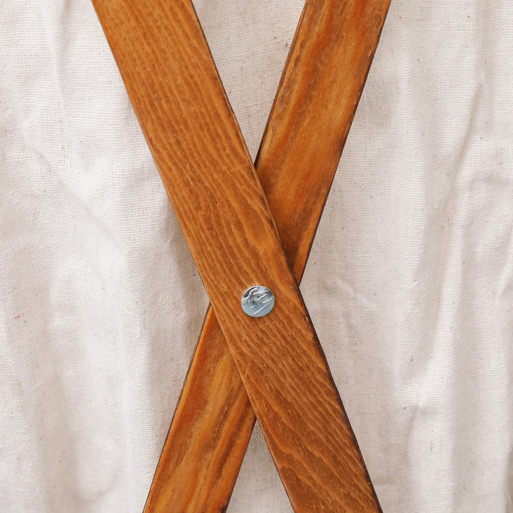 Cesto della Biancheria Pieghevole Crema Legno e Tessuto