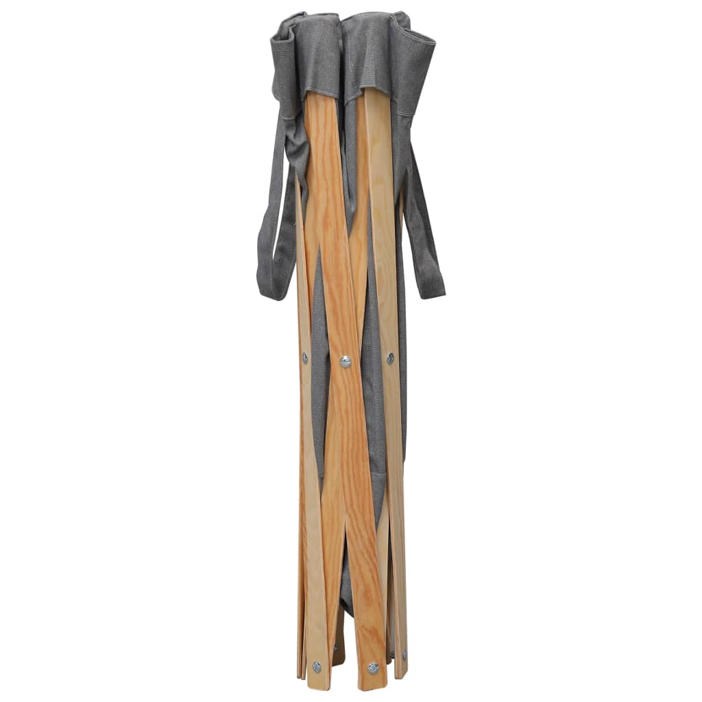 Cesto della Biancheria Pieghevole Grigio Legno e Tessuto