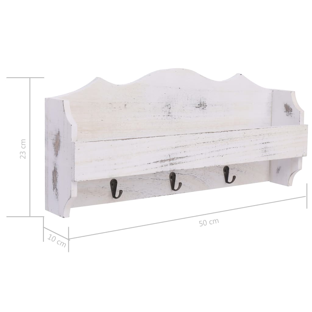 Appendiabiti a Muro Bianco 50x10x23 cm in Legno