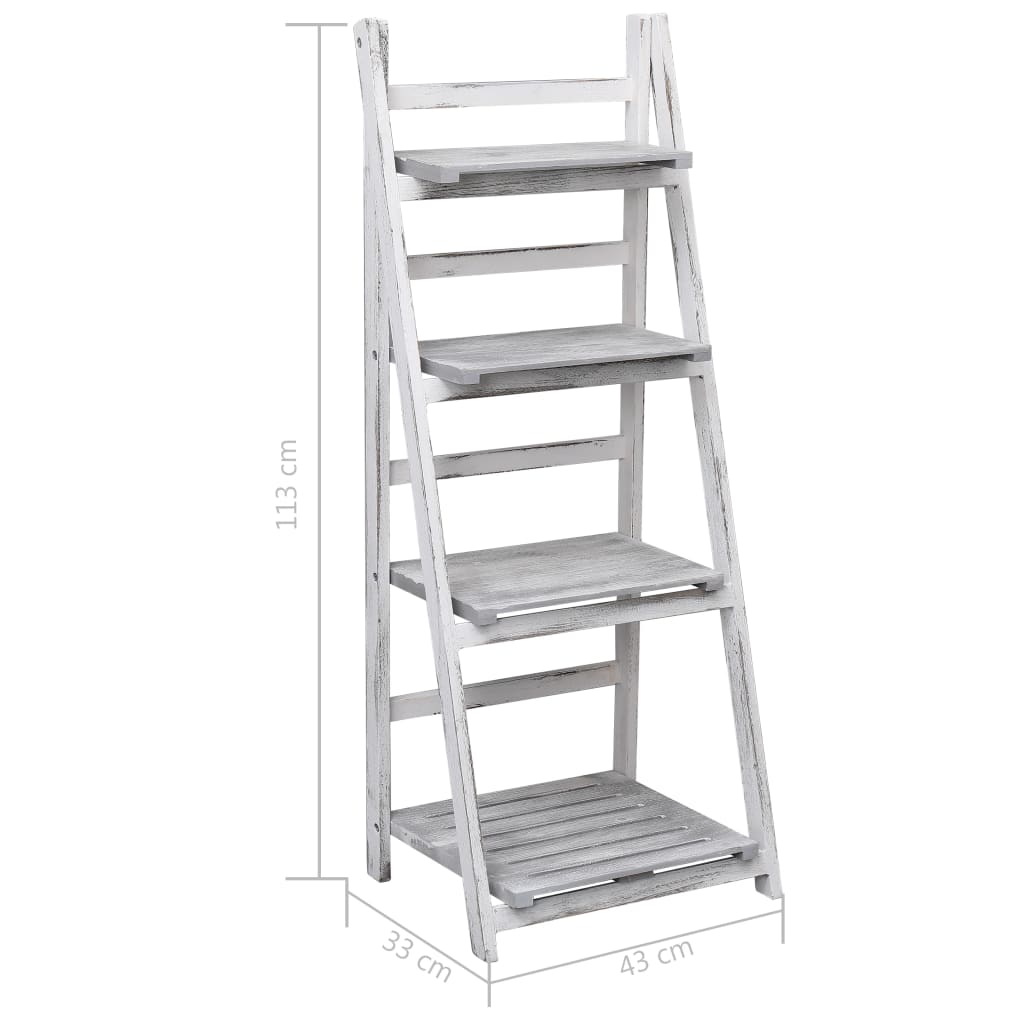 Piedistallo per Piante a 4 Livelli Grigio 43x33x113 cm in Legno