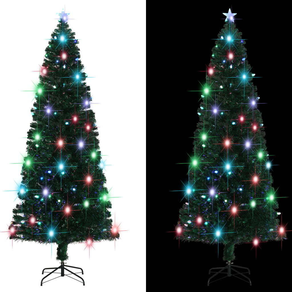 Albero di Natale Preilluminato con Supporto e LED 240 cm Fibra Ottica