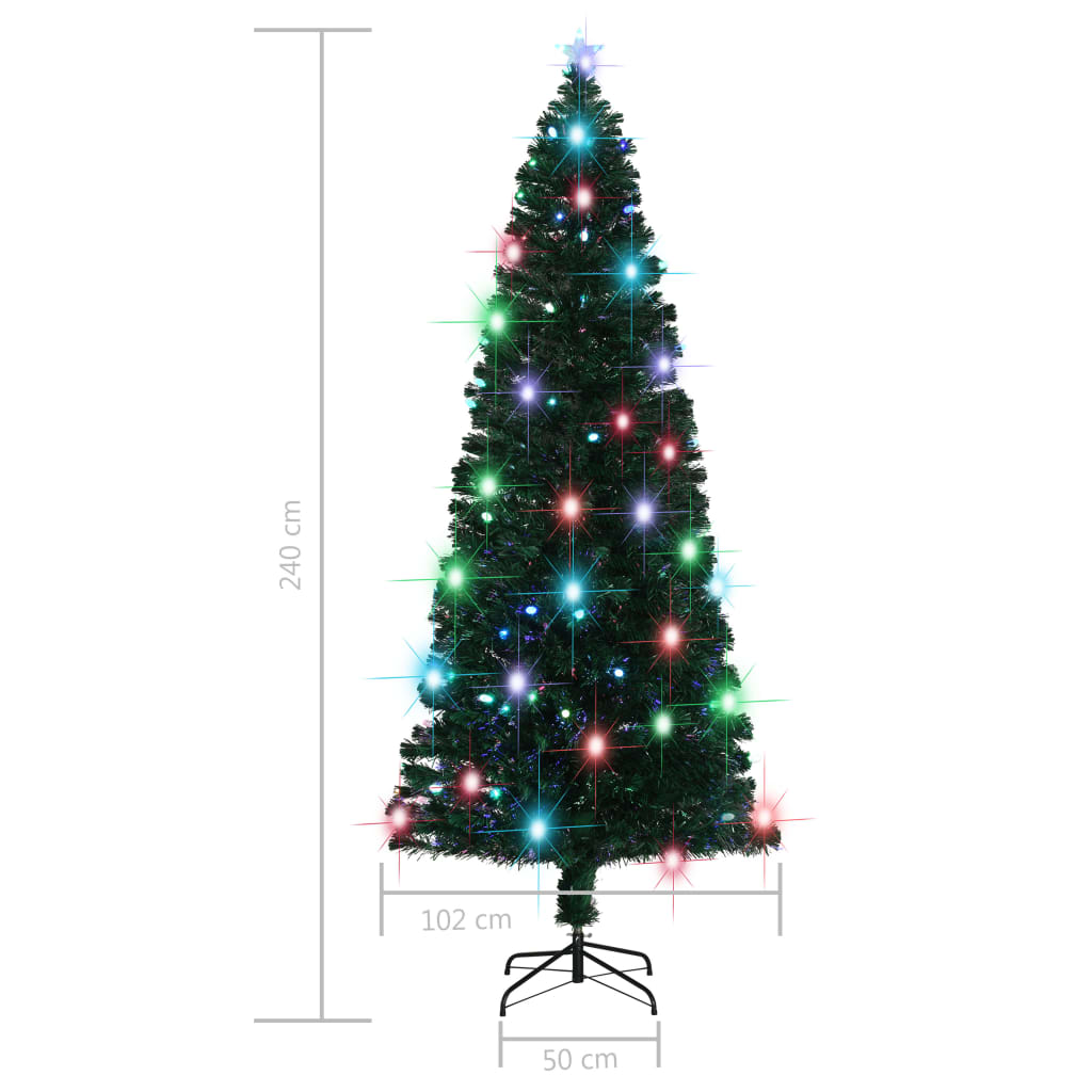 Albero di Natale Preilluminato con Supporto e LED 240 cm Fibra Ottica
