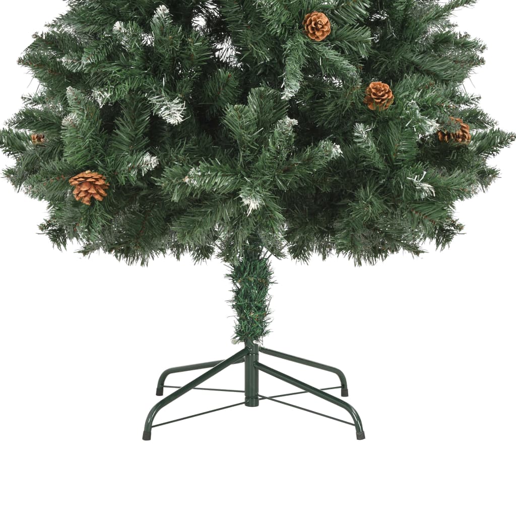 Albero di Natale Artificiale Pigne e Brillantini Bianchi 180 cm
