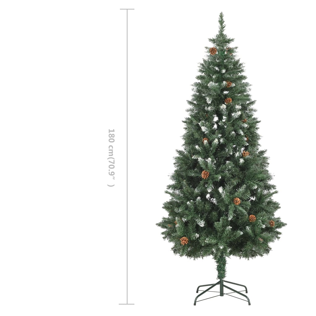 Albero di Natale Artificiale Pigne e Brillantini Bianchi 180 cm