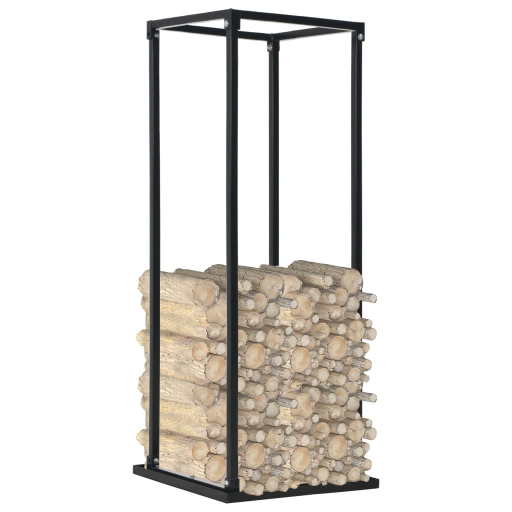 Rastrelliera per Legna da Ardere Base Nera 37x37x113cm Acciaio