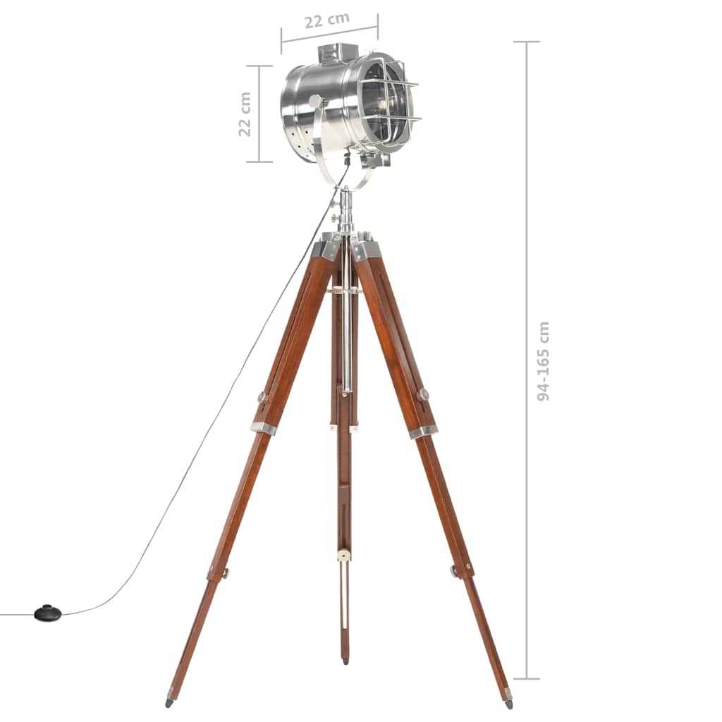 Lampada da Terra a Treppiede Legno Massello di Mango 165 cm