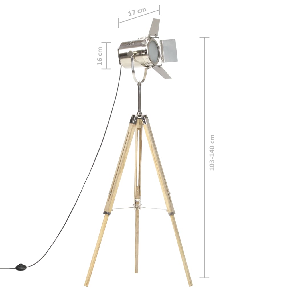Lampada da Terra a Treppiede Legno Massello di Mango 140 cm