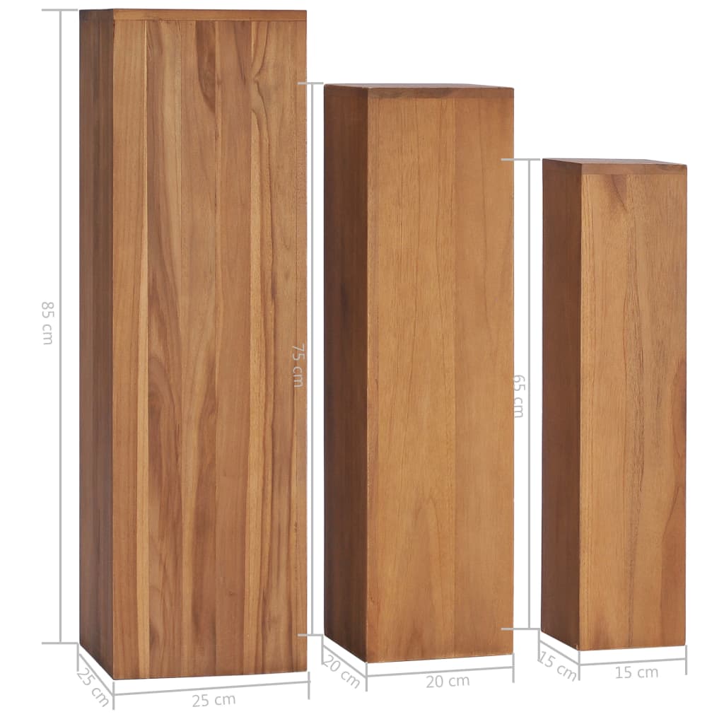 Set di Piedistalli per Piante 3 pz in Legno Massello di Teak