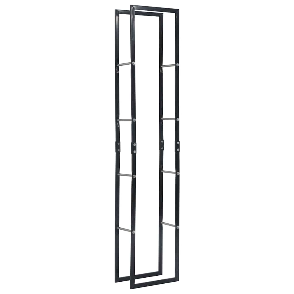 Rastrelliera per Legna da Ardere Nera 40x25x200 cm in Acciaio