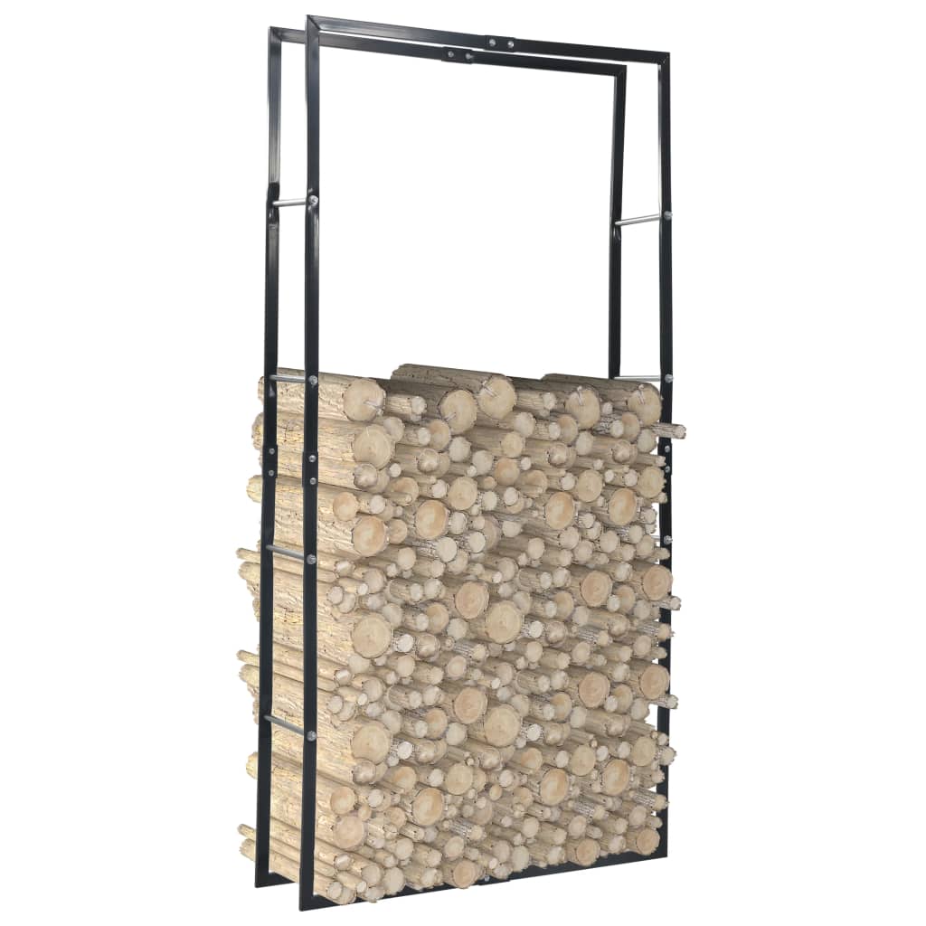 Rastrelliera per Legna da Ardere Nera 100x25x200 cm in Acciaio
