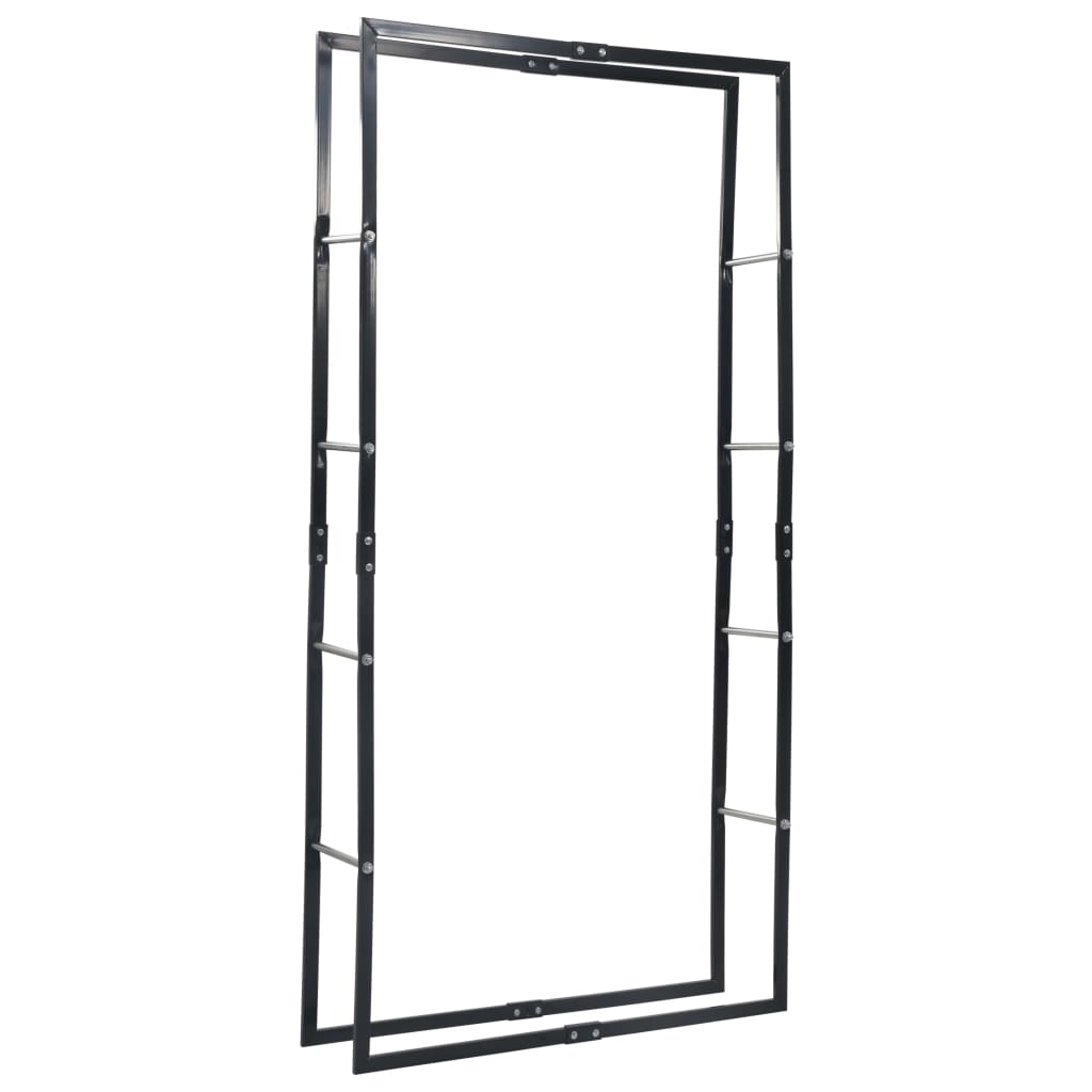 Rastrelliera per Legna da Ardere Nera 100x25x200 cm in Acciaio