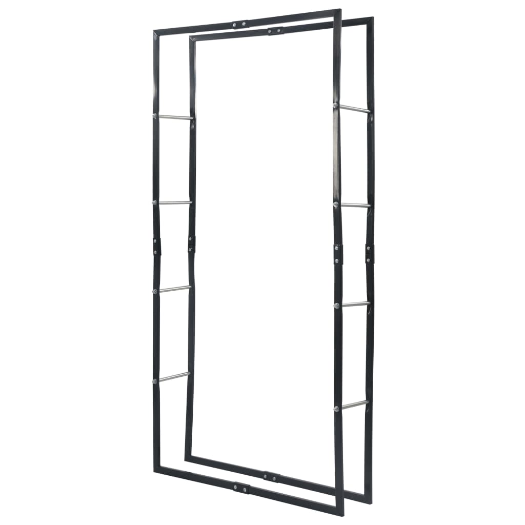 Rastrelliera per Legna da Ardere Nera 100x25x200 cm in Acciaio