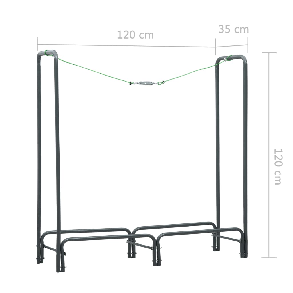 Rastrelliera per Legna da Ardere Antracite 120x35x120cm Acciaio