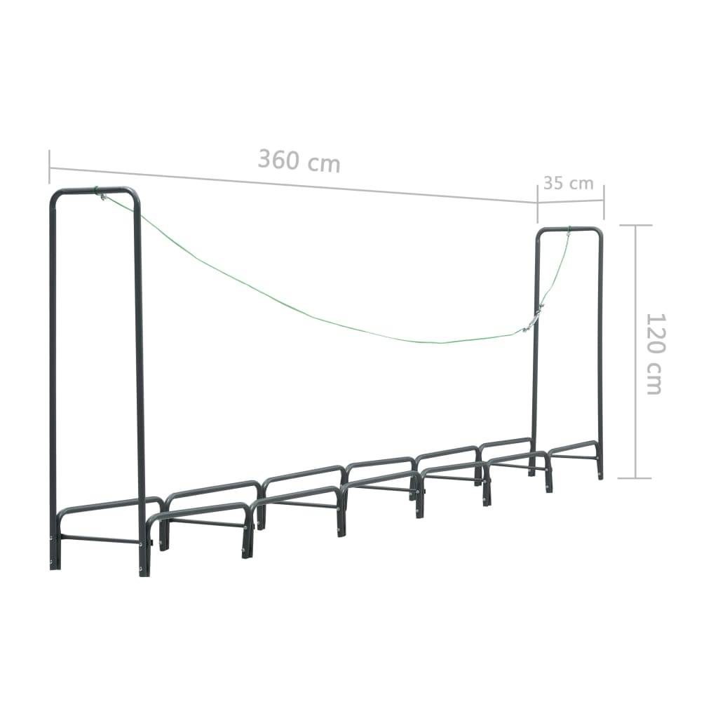 Rastrelliera per Legna da Ardere Antracite 360x35x120cm Acciaio