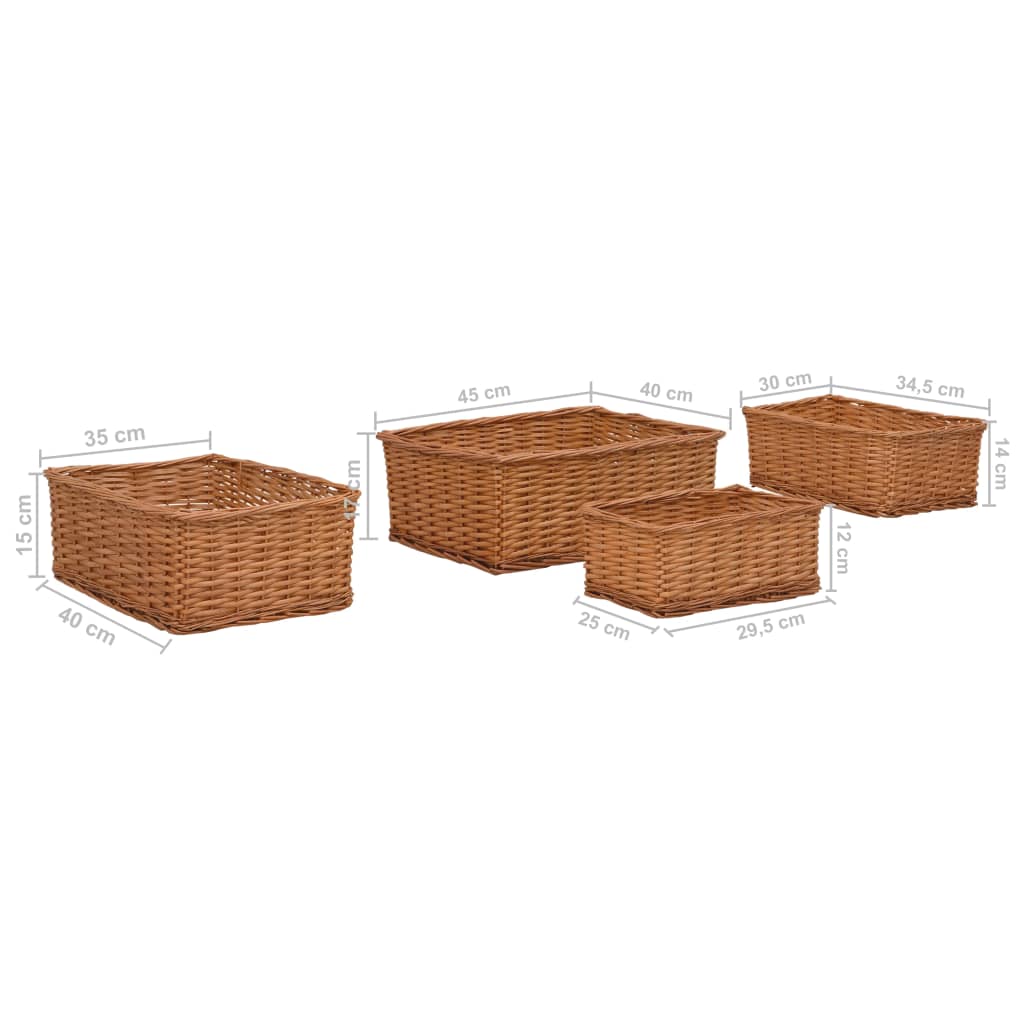 Set Cestini Impilabili 4 pz Marroni in Salice