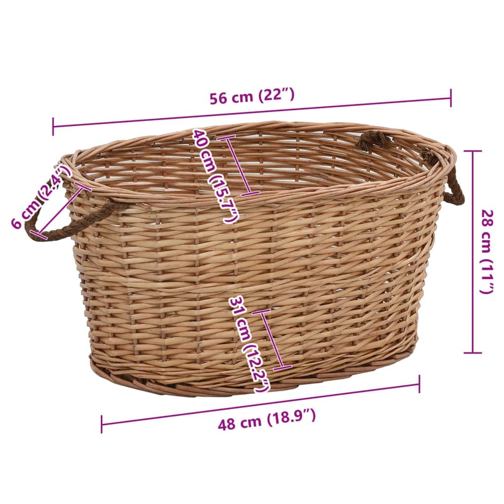 Cesta per Legna con Maniglie 56x40x28 cm Salice Naturale