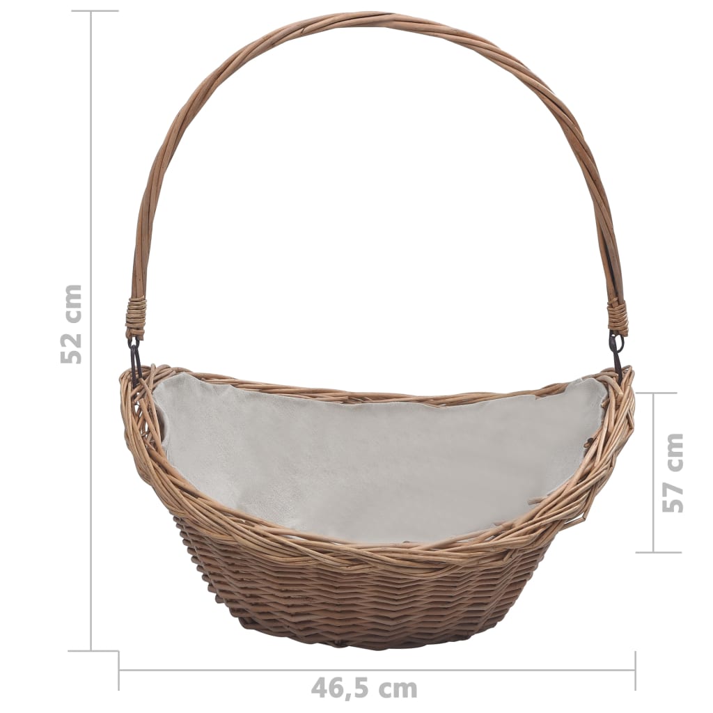 Cesta Legna da Ardere con Manico 57x46,5x52cm Marrone in Salice