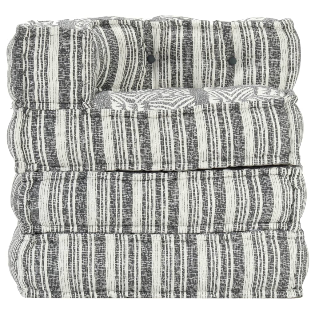Pouf Modulare in Tessuto Grigio a Strisce