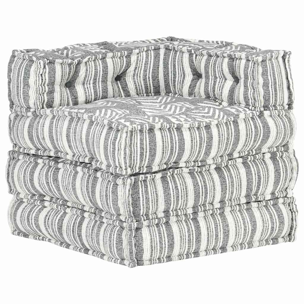 Pouf Modulare in Tessuto Grigio a Strisce
