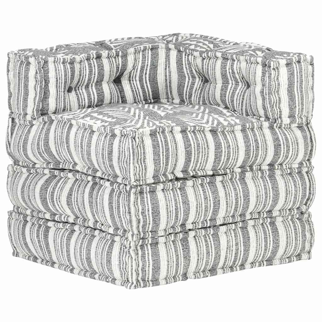 Pouf Modulare in Tessuto Grigio a Strisce