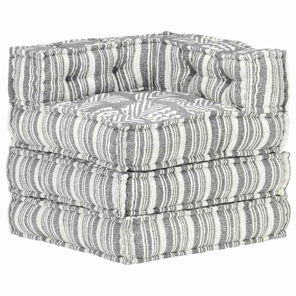 Pouf Modulare in Tessuto Grigio a Strisce