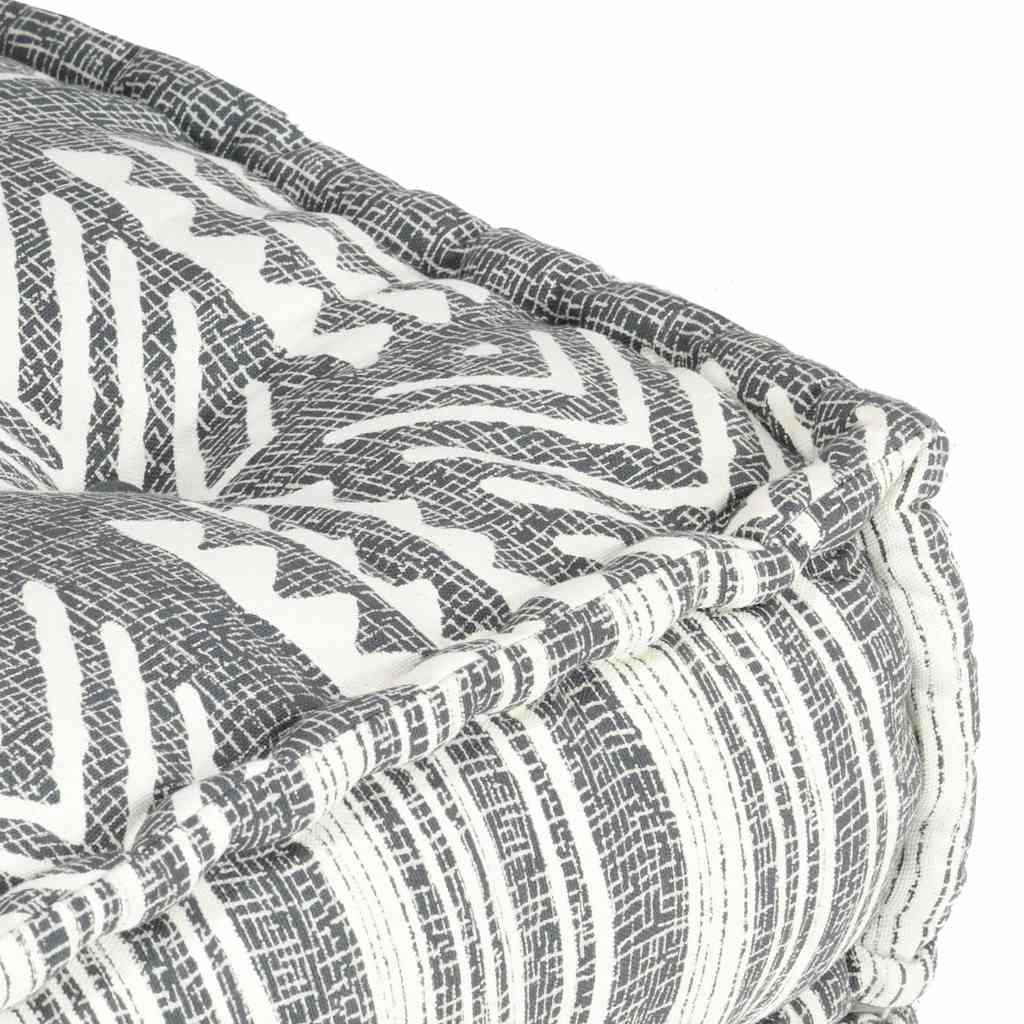 Pouf Modulare in Tessuto Grigio a Strisce