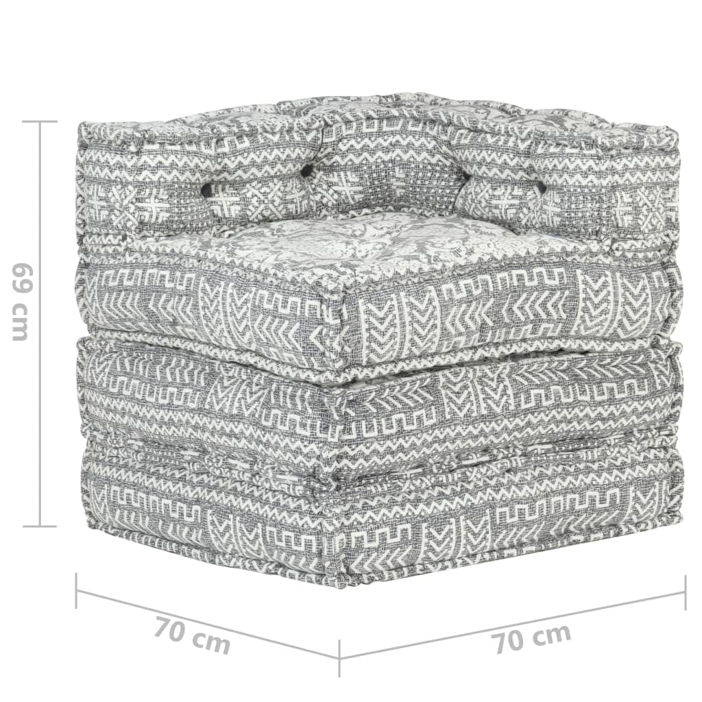 Pouf Modulare Grigio Chiaro in Tessuto