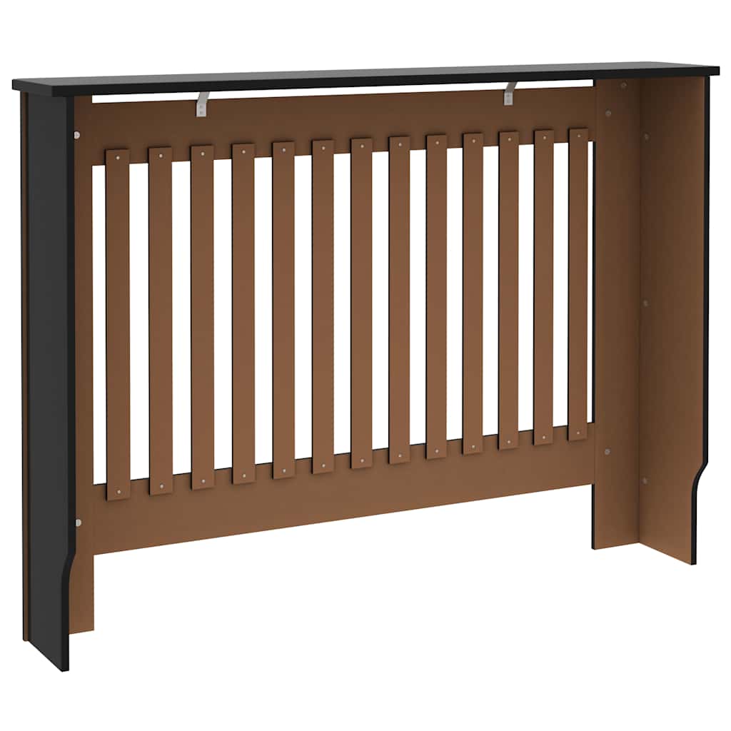 Copertura per Radiatore Nera 112x19x81,5 cm in Legno Multistrato