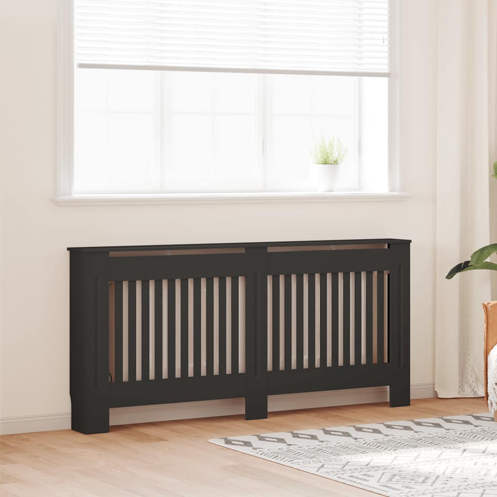 Copertura per Radiatore Nera 172x19x81,5 cm in Legno Multistrato