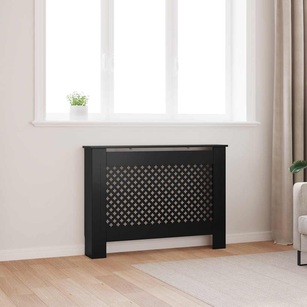 Copertura per Radiatore Nera 112x19x81,5 cm in MDF