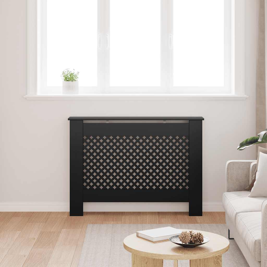 Copertura per Radiatore Nera 112x19x81,5 cm in MDF
