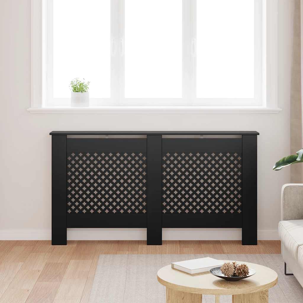 Copertura per Radiatore Nera 152x19x81,5 cm in MDF