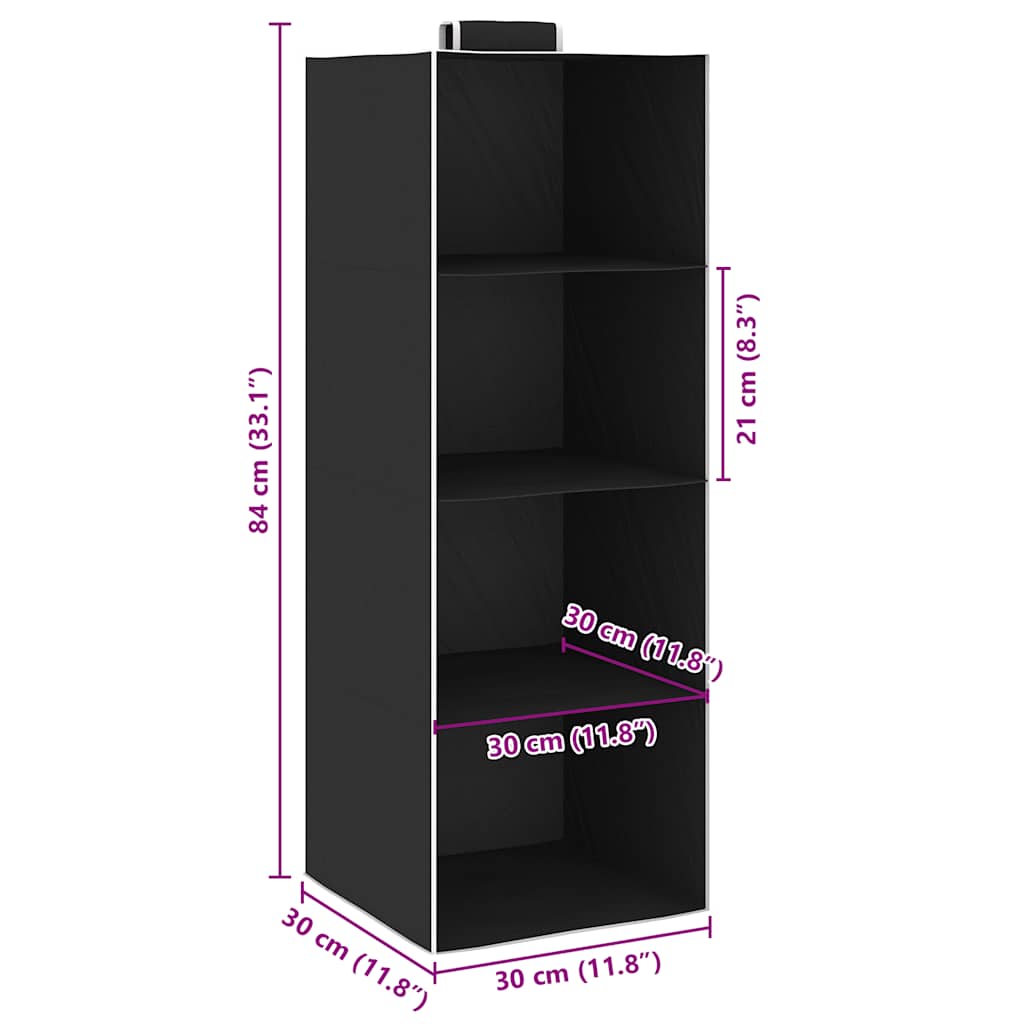 Organizer per Armadio da Appendere con 4 Ripiani 2 pz Tessuto
