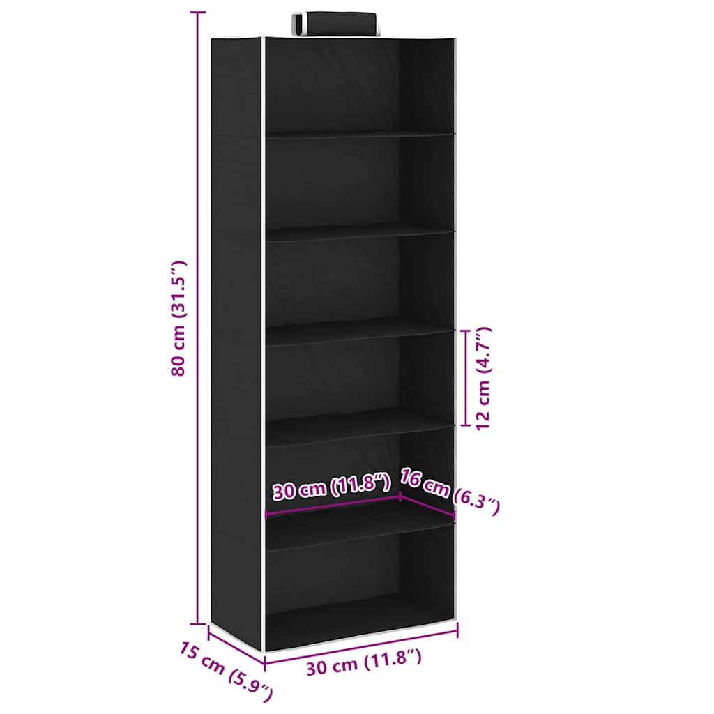 Organizer per Armadio da Appendere con 6 Ripiani 2 pz Tessuto