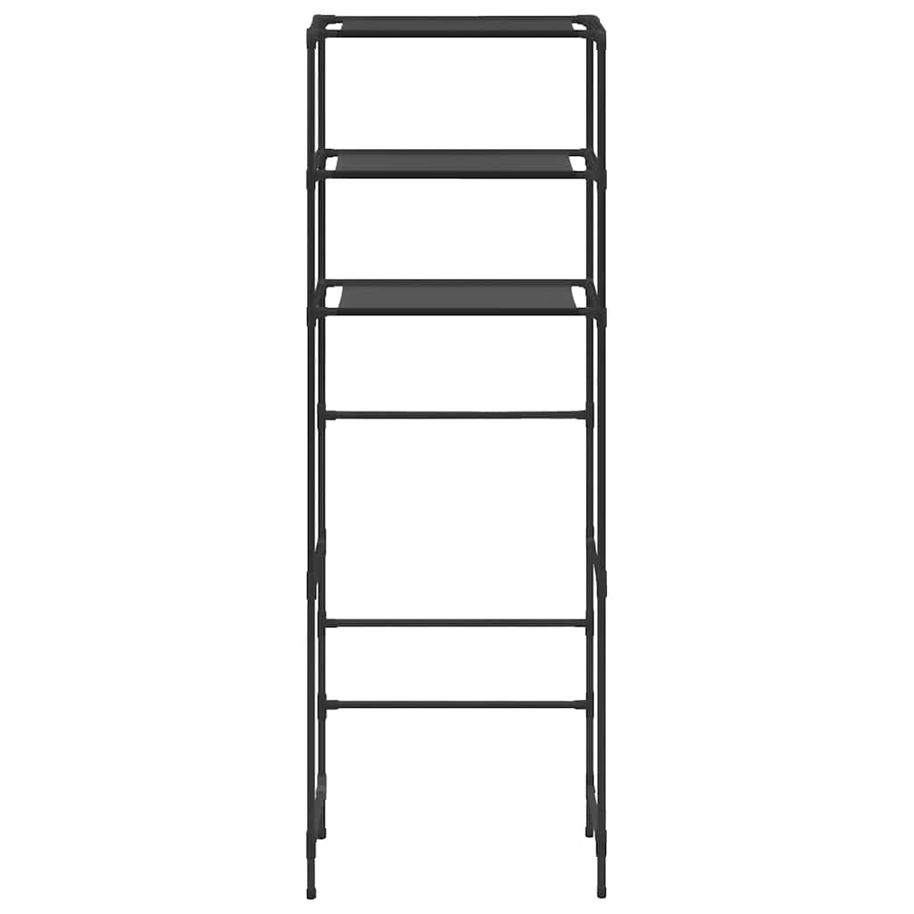 Scaffale per Bagno con 3 Ripiani Nero 53x28x169 cm