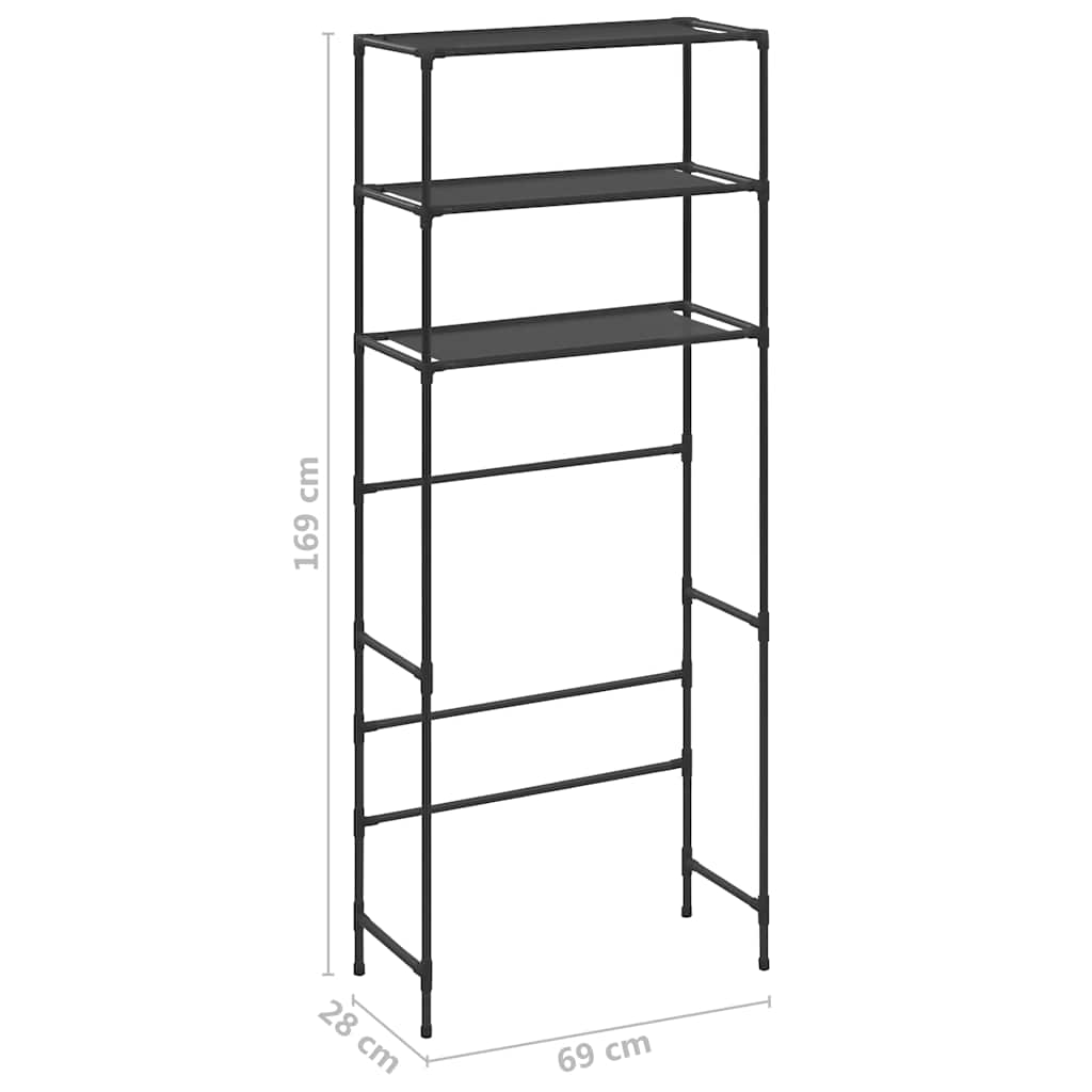 Scaffale per Lavatrice con 3 Ripiani Nero 69x28x169 cm