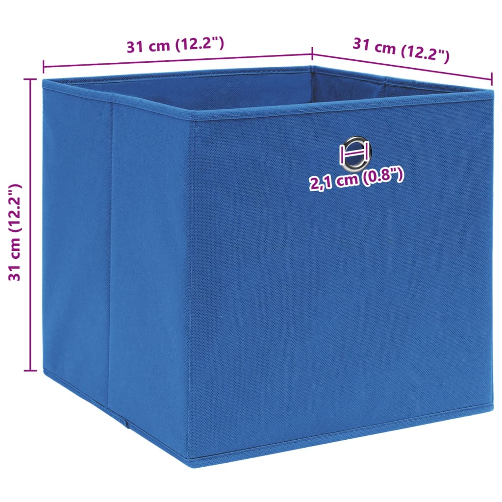 Scatole Portaoggetti con Coperchi 10pz Blu 32x32x32 cm Tessuto