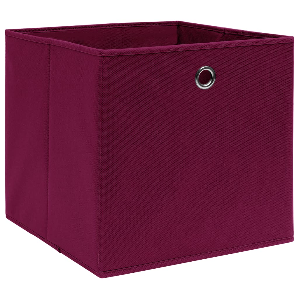 Scatole con Coperchi 4pz Rosso Scuro 32x32x32 cm Tessuto
