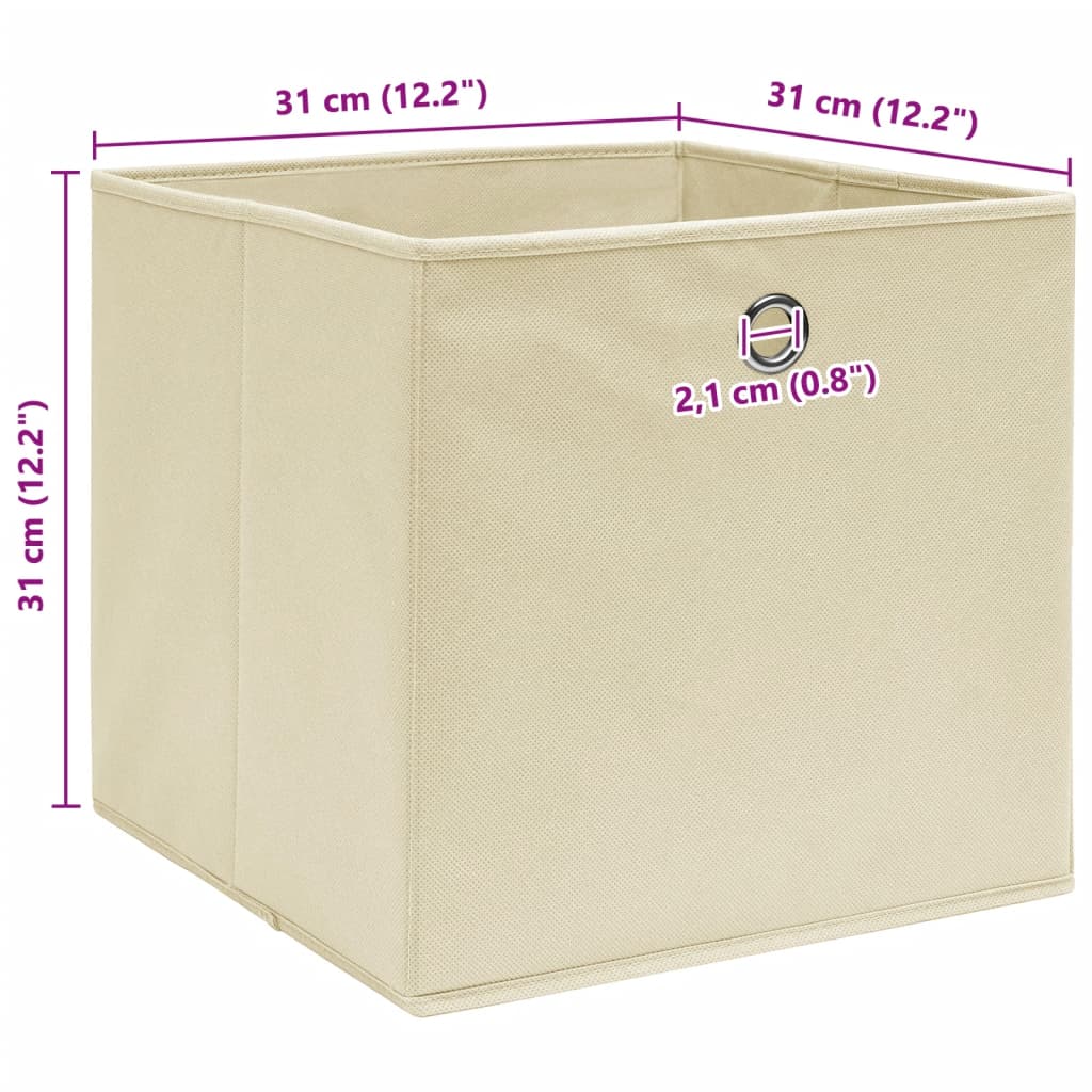 Scatole Portaoggetti con Coperchi 4pz Crema 32x32x32 cm Tessuto