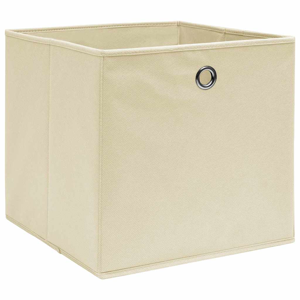 Scatole Portaoggetti con Coperchi 10pz Crema 32x32x32cm Tessuto
